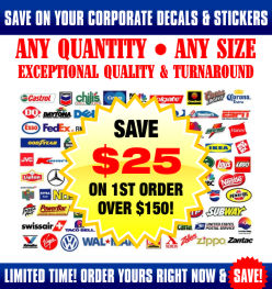 Save On Corporate Decals And Stickers! Click Here Now!